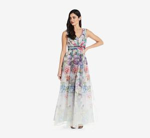 Adrianna Papell Floral Gown - Ivory ...